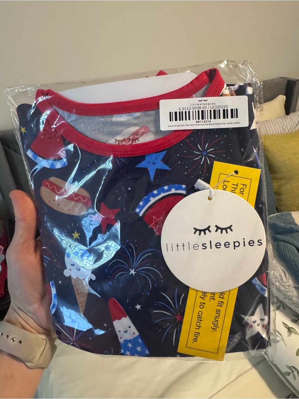 Little Sleepies Navy and Red Fireworks Pajama Top